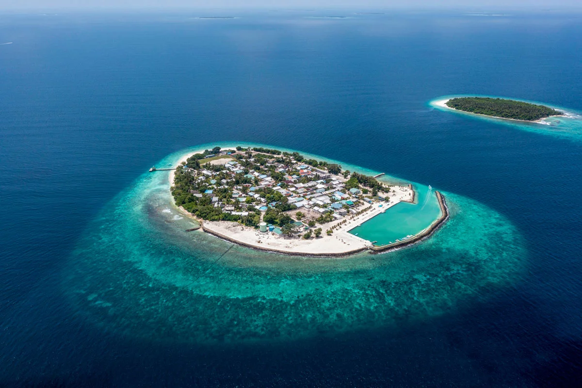 Beautiful aerial view of Henbadhoo Island